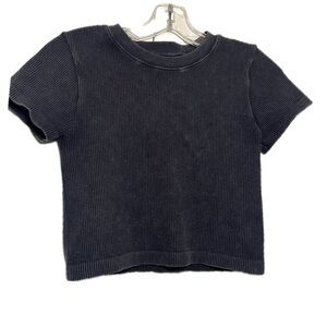 Forever 21 Black Ribbed Crop Top